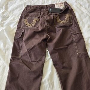 True Religion Chocolate Cargo Trousers Size 32